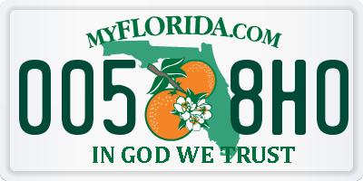FL license plate 0058HO