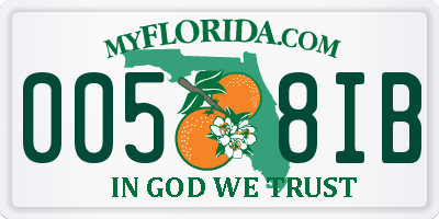 FL license plate 0058IB