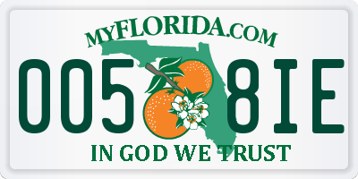 FL license plate 0058IE