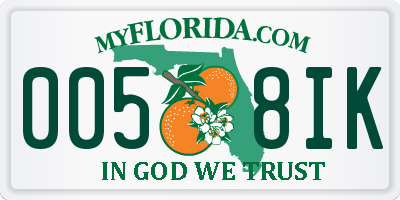 FL license plate 0058IK