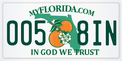 FL license plate 0058IN