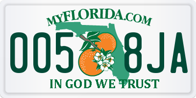 FL license plate 0058JA