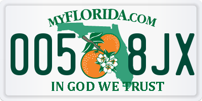 FL license plate 0058JX