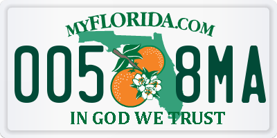 FL license plate 0058MA