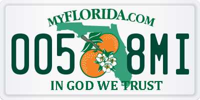 FL license plate 0058MI