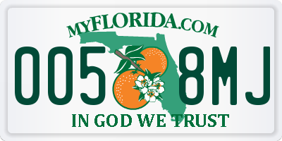FL license plate 0058MJ