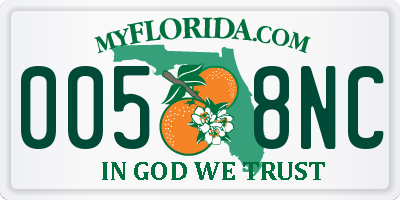 FL license plate 0058NC