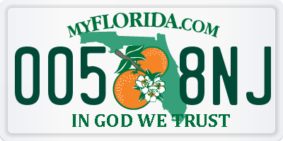 FL license plate 0058NJ