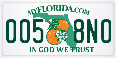 FL license plate 0058NO
