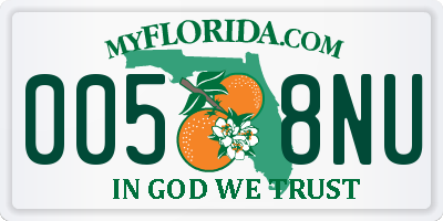 FL license plate 0058NU