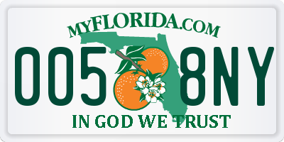 FL license plate 0058NY