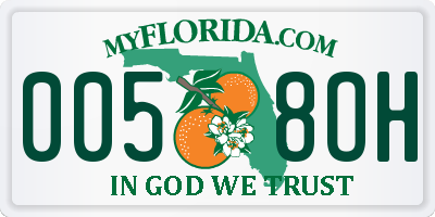 FL license plate 0058OH