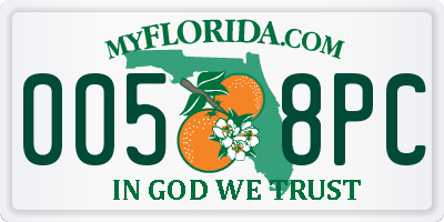 FL license plate 0058PC