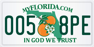 FL license plate 0058PE