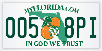FL license plate 0058PI