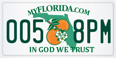 FL license plate 0058PM