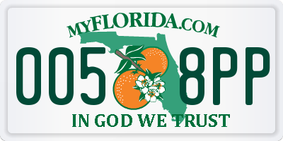 FL license plate 0058PP
