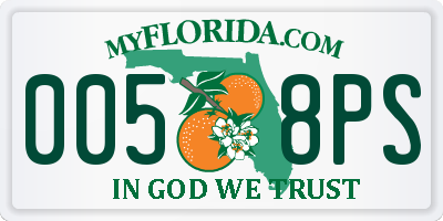 FL license plate 0058PS