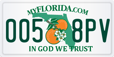 FL license plate 0058PV