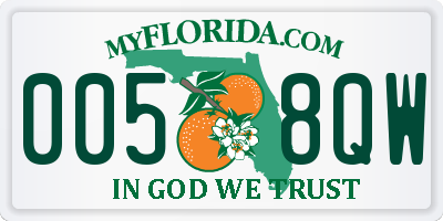 FL license plate 0058QW