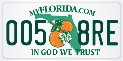 FL license plate 0058RE