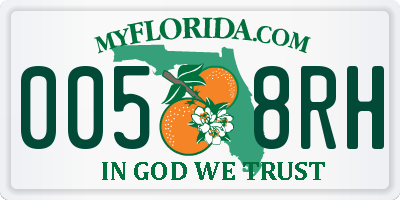 FL license plate 0058RH
