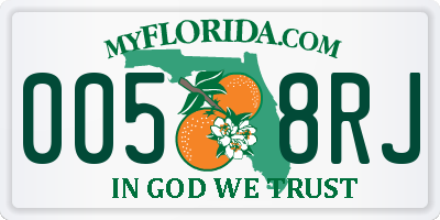 FL license plate 0058RJ