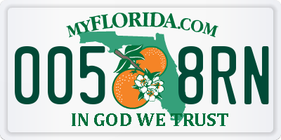 FL license plate 0058RN