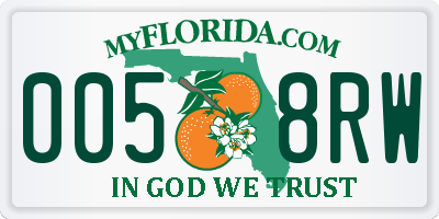 FL license plate 0058RW