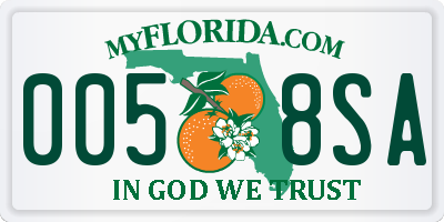 FL license plate 0058SA