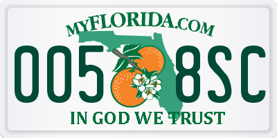 FL license plate 0058SC