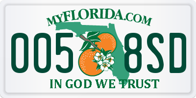 FL license plate 0058SD