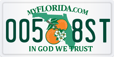 FL license plate 0058ST