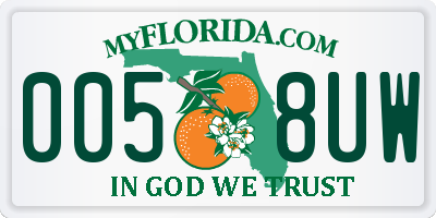 FL license plate 0058UW