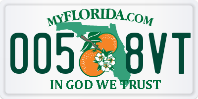 FL license plate 0058VT