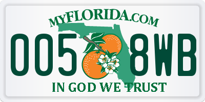 FL license plate 0058WB