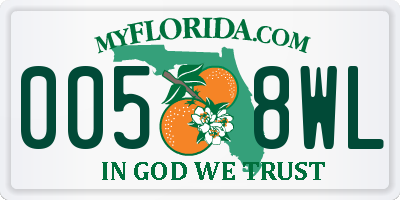 FL license plate 0058WL
