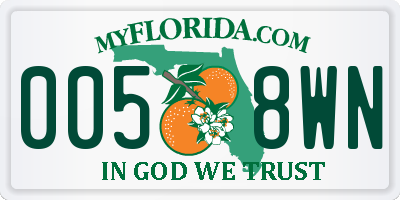 FL license plate 0058WN