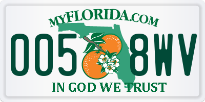 FL license plate 0058WV