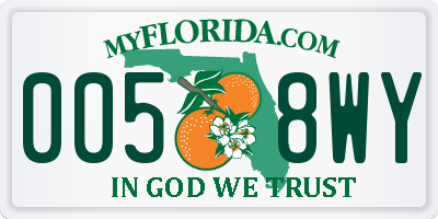 FL license plate 0058WY