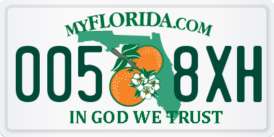 FL license plate 0058XH