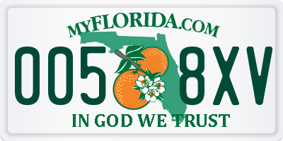 FL license plate 0058XV