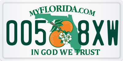 FL license plate 0058XW