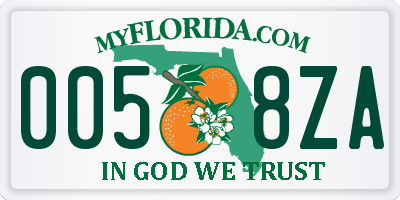 FL license plate 0058ZA