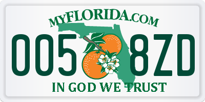 FL license plate 0058ZD