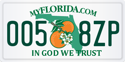 FL license plate 0058ZP