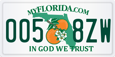 FL license plate 0058ZW