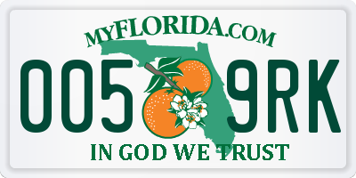 FL license plate 0059RK