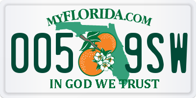 FL license plate 0059SW