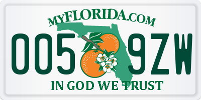 FL license plate 0059ZW